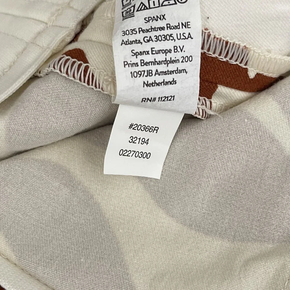 SPANX On-the-Go Ankle Slim Straight Pant Pull On Clay Zebra Stripe Brown Women L - Picture 10 of 16